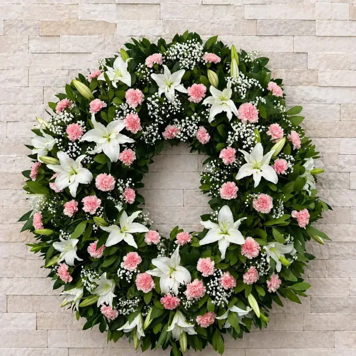 corona_claveles_lilium_rosa_blanca